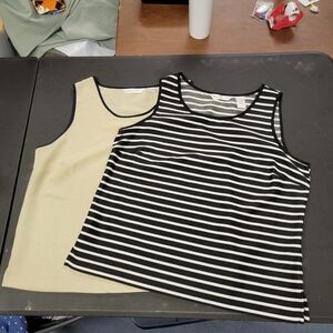 Drapers & Damon Sleeveless Tank Top Blouses Tan Black Cream Size Large Womens